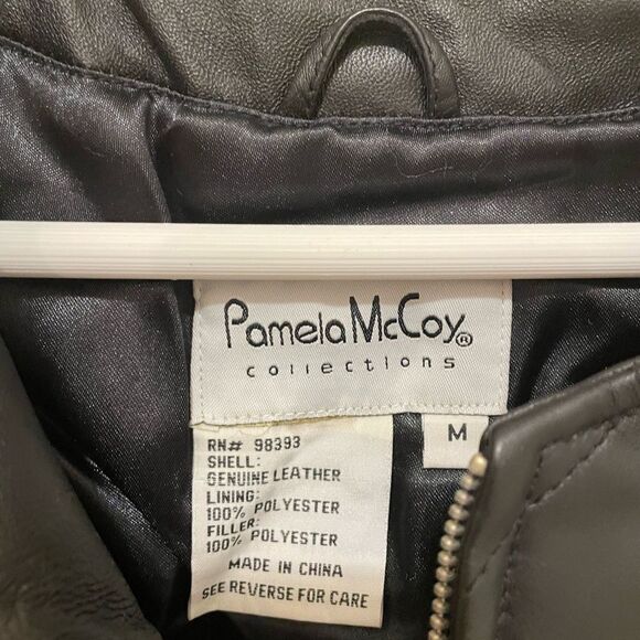 New Pamela McCoy collection quilted black leather sleeveless vest size medium - Picture 6 of 9